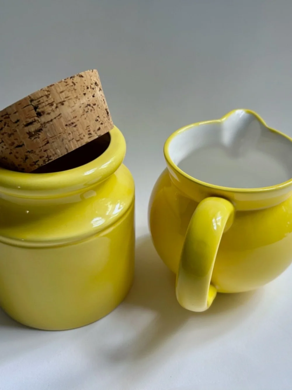 Savoir Vivre Yellow Ceramic Sugar & Creamer Set, 1980's